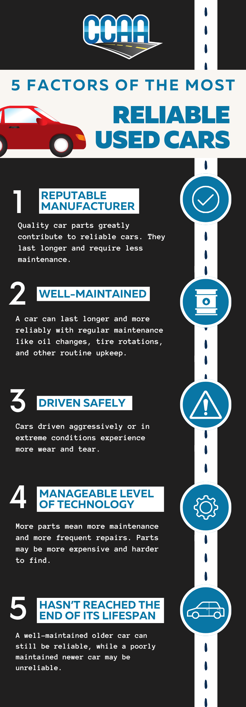 What makes for a reliable used car? Here are the factors at play in an infographic.